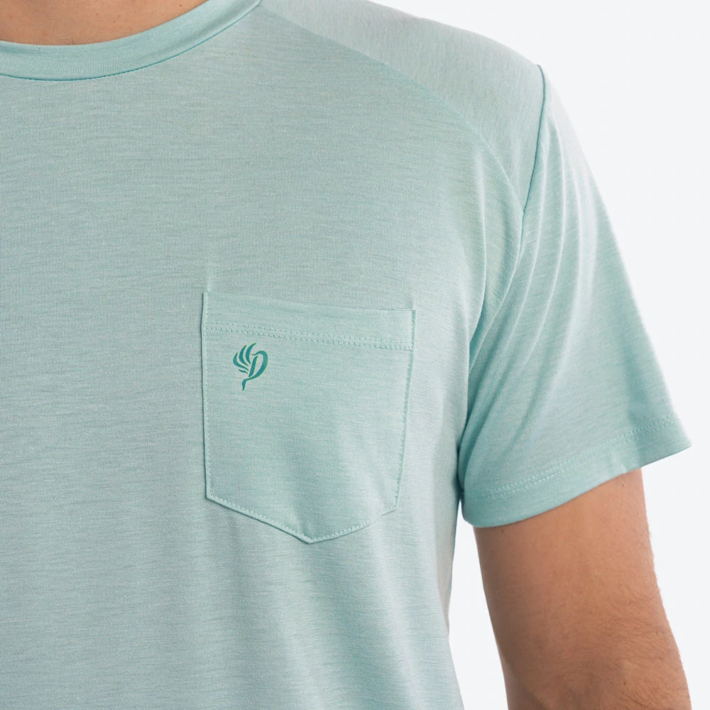 New ๐ฅ Duck Camp Lightweight Bamboo Pocket Tee - Heathered Surf ๐ฅฐ - Image 5