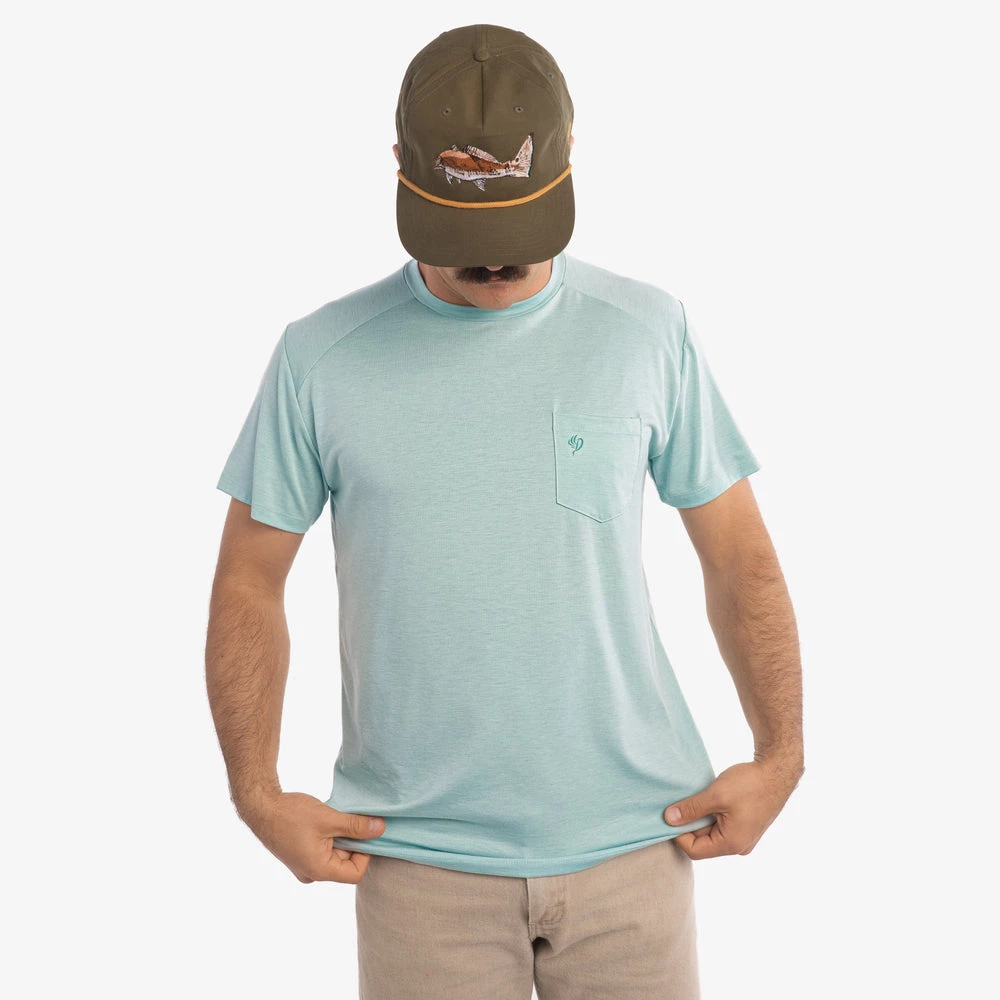 New ๐ฅ Duck Camp Lightweight Bamboo Pocket Tee - Heathered Surf ๐ฅฐ - Image 4