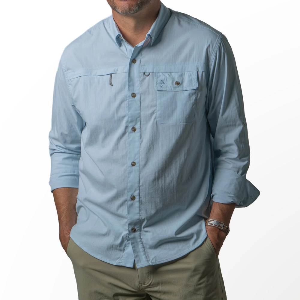 Best Sale ๐ Duck Camp Signature Fishing ๐ Shirt - Long Sleeve - Current Blue ๐ฅฐ - Image 3