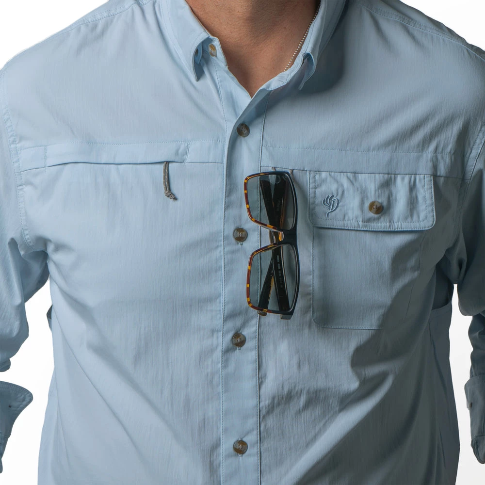 Best Sale ๐ Duck Camp Signature Fishing ๐ Shirt - Long Sleeve - Current Blue ๐ฅฐ - Image 5